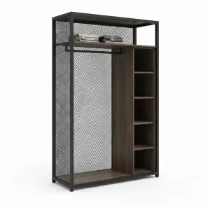 Lemari Pakaian Besi Kayu Industrial Open Wardrobe