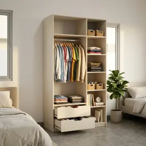 Lemari Pakaian Open Wardrobe dengan Laci dan Rak Serbaguna [4]