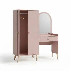 Lemari Pakaian Set Meja Rias Gaya Scandinavian Finishing Dusty Pink