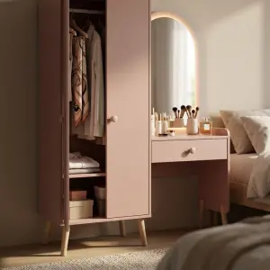 Lemari Pakaian Set Meja Rias Gaya Scandinavian Finishing Dusty Pink [3]