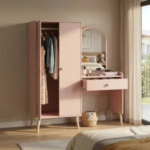 Lemari Pakaian Set Meja Rias Gaya Scandinavian Finishing Dusty Pink [6]