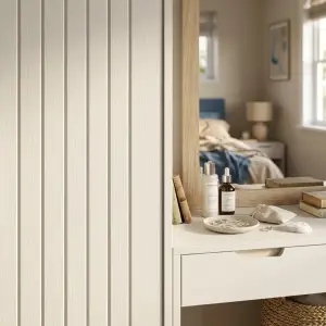 Lemari Pakaian Set Meja Rias Gaya Skandinavian Panel Alur [3]