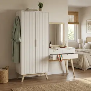 Lemari Pakaian Set Meja Rias Gaya Skandinavian Panel Alur [6]
