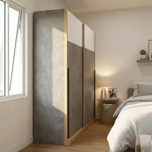 Lemari Pakaian Sliding Door Motif Beton Putih 2 Pintu [4]