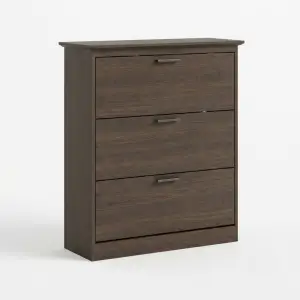 Lemari Sepatu 3 Pintu Flip Down Finishing Walnut