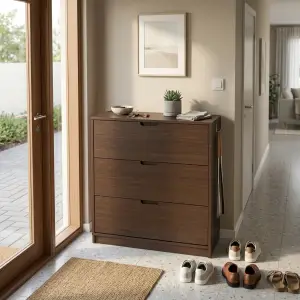 Lemari Sepatu Laci Flip Door Finishing Walnut [4]