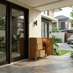 Lemari Sideboard Kayu Pintu Kisi-Kisi 3 Laci [3]