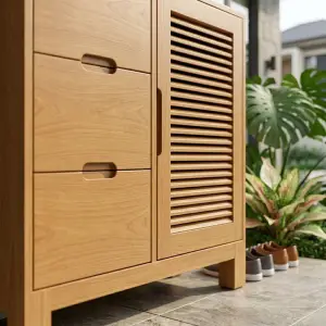 Lemari Sideboard Kayu Pintu Kisi-Kisi 3 Laci [4]