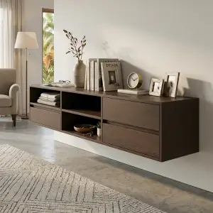 Lemari TV Gantung Kayu Finishing Wenge