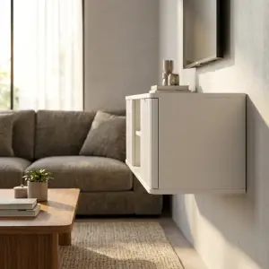 Lemari TV Gantung Pintu Fluted Minimalis [3]