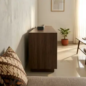 Lemari TV Kayu 3 Laci dengan Rak Terbuka [4]