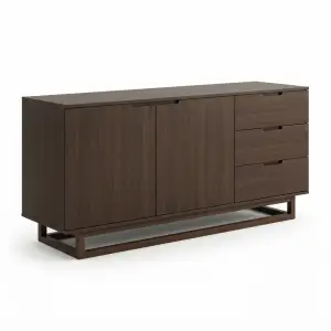 Lemari TV Kayu Walnut Minimalis dengan Laci dan Pintu Cabinet
