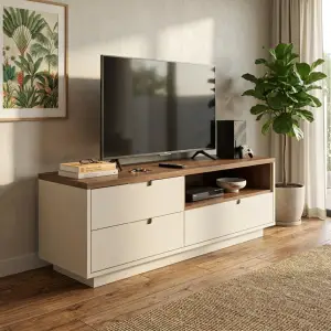 Lemari TV Laci Tiga Pintu Open Shelf Skandinavian [2]