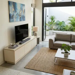 Lemari TV Minimalis Plywood Pintu 3 Panel [2]