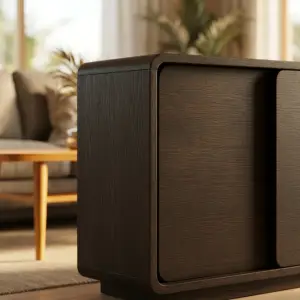 Lemari TV Pintu Sliding Kayu Serat Alami [5]