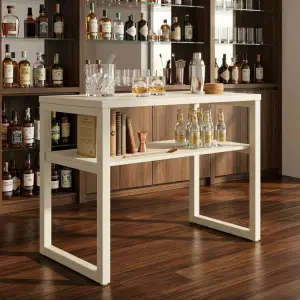 Meja Bar 2 Susun Finishing Doff Putih Gading [3]