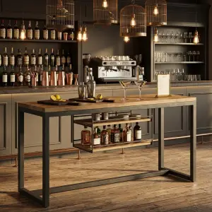Meja Bar Industrial Rangka Besi Hollow dengan Rak Penyimpanan [2]