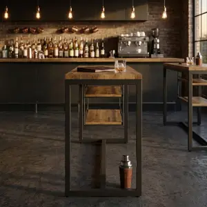 Meja Bar Industrial Rangka Besi Hollow dengan Rak Penyimpanan [6]