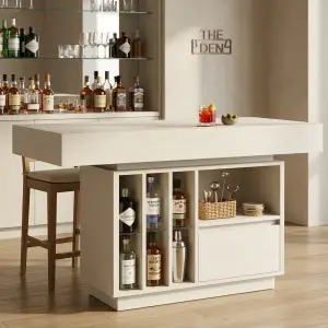 Meja Bar Island dengan Rak Storage dan Laci