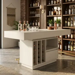 Meja Bar Island dengan Rak Storage dan Laci [2]