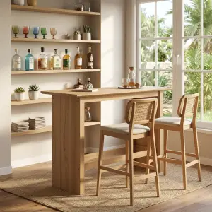Meja Bar Kayu Minimalis dengan Footrest [4]