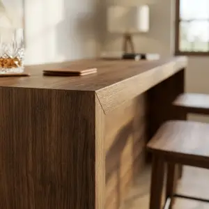 Meja Bar Kayu Walnut Panel Penuh [3]