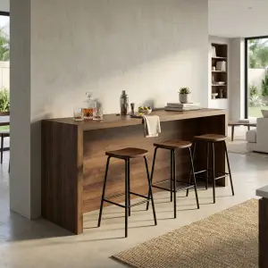 Meja Bar Kayu Walnut Panel Penuh [4]