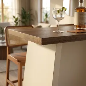 Meja Bar Panel Kaki Trapesium Top Kayu Walnut [3]
