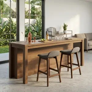 Meja Bar Panel Kayu Finishing Walnut [2]