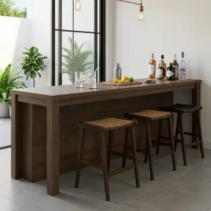 Meja Bar Panel Kayu Finishing Walnut [5]