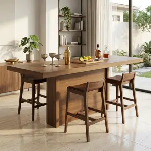 Meja Bar Panel Kayu Solid Finishing Natural [2]