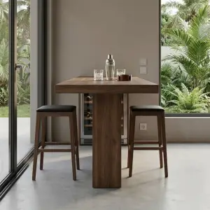Meja Bar Panel Kayu Solid Finishing Natural [3]