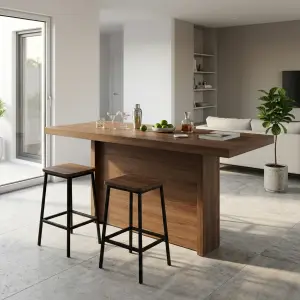 Meja Bar Panel Kayu Solid Finishing Natural [5]