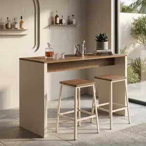 Meja Bar Panel Kayu Walnut Top [4]