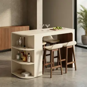 Meja Bar Rak Samping Dua Tone Scandinavian