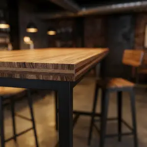 Meja Bar Tinggi Industrial Rangka Besi Top Kayu [5]