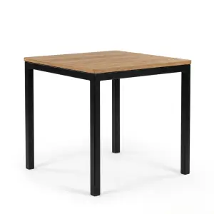 Meja Cafe Besi Hollow Top Kayu Solid