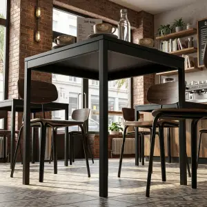 Meja Cafe Besi Square Finishing Matte Black