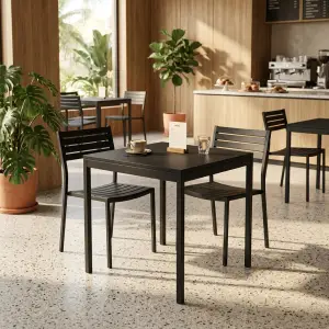 Meja Cafe Besi Square Finishing Matte Black [3]