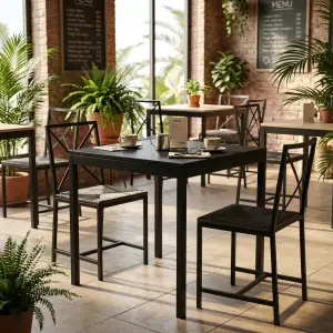 Meja Cafe Besi Square Finishing Matte Black [4]