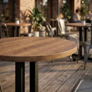 Meja Cafe Bulat Top Kayu Kaki Besi Hollow [2]