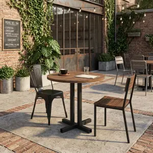 Meja Cafe Bulat Top Kayu Kaki Besi Hollow [3]