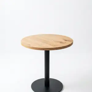 Meja Cafe Bulat Top Kayu Solid Kaki Besi [1]