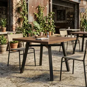 Meja Cafe Industrial Top Kayu Kaki Besi A-Frame [4]