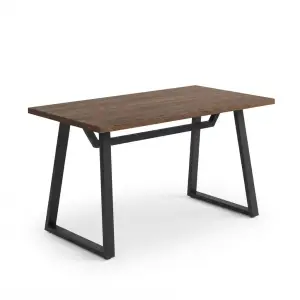 Meja Cafe Industrial Top Kayu Kaki Besi Trapesium [5]