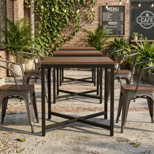 Meja Cafe Industrial Top Kayu Rangka Besi [3]