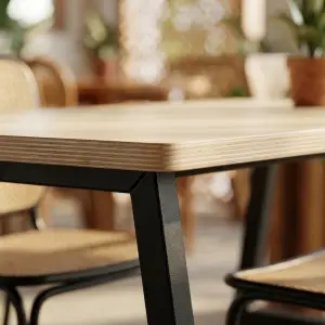Meja Cafe Kaki A-Frame Besi Hitam Top Plywood [3]
