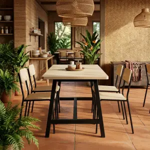 Meja Cafe Kaki A-Frame Besi Hitam Top Plywood [4]