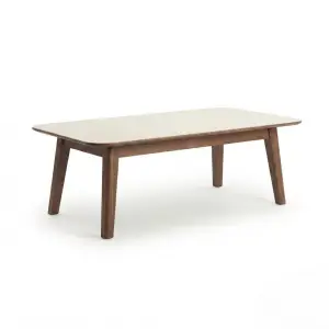 Meja Cafe Kayu Solid Top HPL Sudut Rounded