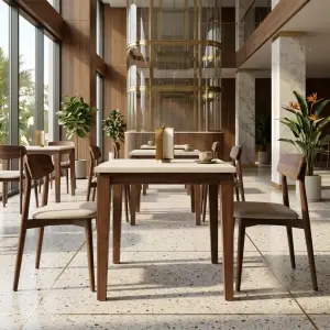 Meja Cafe Kayu Top Putih Scandinavian [2]